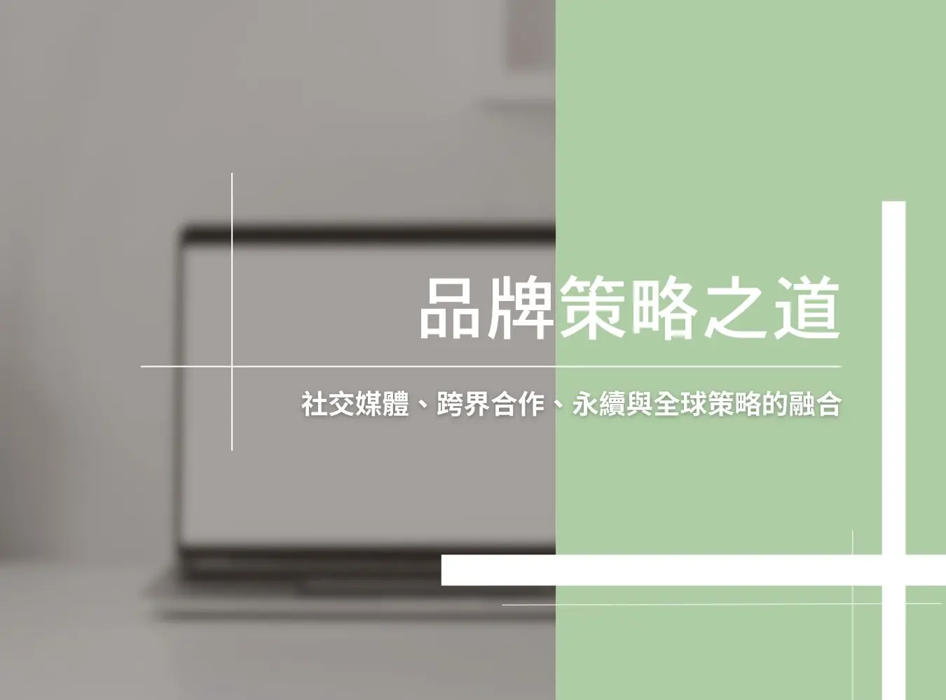 品牌策略簡報圖，說明四大重點：社交媒體互動、跨界品牌共鳴、永續價值導入、全球多元文化策略